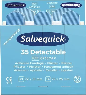 Produktbild von Pflasterstrips Salvequick detectable 6 Nachfüllpack je 35 St.SALVEQUICK