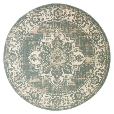 Zdjęcie produktu dla Dywan okrągły vintage - Spring Medaillon Zielony/Kremowy
