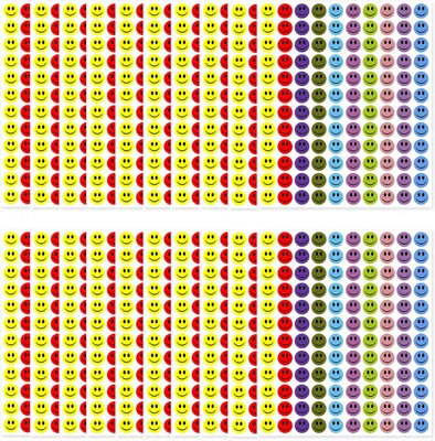 Immagine prodotto di Adesivi sorridenti, 2400 pezzi, 10 colori, adesivi premio mini per la scuola