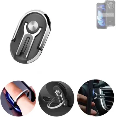 Produktbild von K-S-Trade 3in1 Smartphone-Ring Handy-Ring kompatibel mit Oukitel WP28 Fingerhalterung  Handyring Tischständer Lüftungsgitter-Halterung Tisch