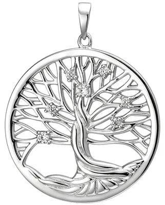 Produktbild von Anhänger Baum Lebensbaum aus 925 Silber mit 7 Zirkonia Halsschmuck