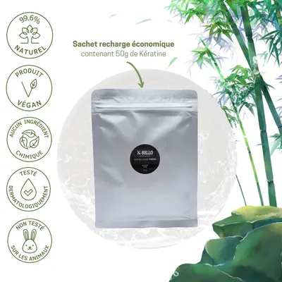 Image de Poudre pour favoriser la repousse des cheveux, formule naturelle et végane, 50 g, recharge, pour hommes et femmes