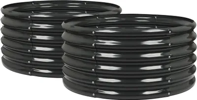 Produktbild von Runde Hochbeete für den Garten – 90 cm x 45 cm – Anthrazit – 2er-Pack