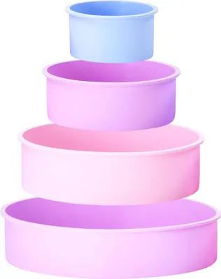 Produktbild von kuchenform silikon - Runde Backform - Antihaftbeschichtet, leicht zu reinigen und wiederverwendbar - silikon backform 4er Set, Rosa & Blau