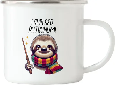 Produktbild von Espresso Patronum Faultier Emaille Tasse - Witziger Koffeinschub