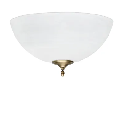 Produktbild von Messing Deckenleuchte repräsentativ maximale Lichtleistung Alabaster Glas H21cm Ø40cm 3x E27 Goldpatina 180W zweistufige Schaltung