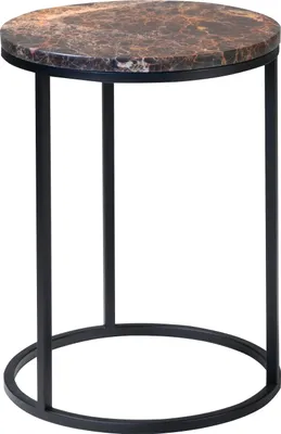 Produktbild von Beistelltisch - Braun - Schwarz - Ø 39 cm - Marmorplatte - Metallgestell