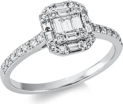 Produktbild von Ring aus 750 Gold Weißgold 37 Diamanten 0,56ct TW-SI B:8,6mm Innenumfang 54mm  Ø17.2mm