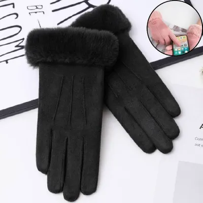 Produktbild von Handschuhe Damen Winter Warm Handschuhe Touchscreen Handschuh mit Gefütterte, 75% Schweinsleder, Einheitsgröße, schwarz