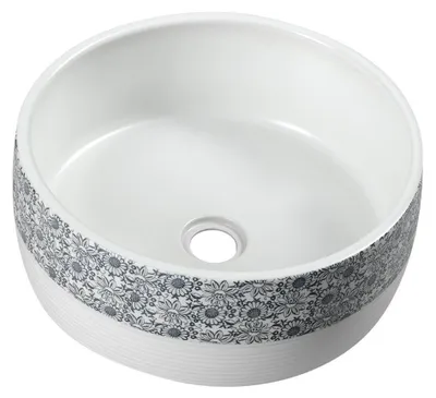 Produktbild von Sapho PRIORI Keramik-Waschtisch Ø 41 cm, weiß mit blau Muster