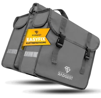 Produktbild von RADGEIST Doppeltasche für Gepäckträger I Fahrradtasche doppelt I Gepäckträgertasche Doppeltasche für Fahrrad 27L - Fahrrad Packtasche – Grau