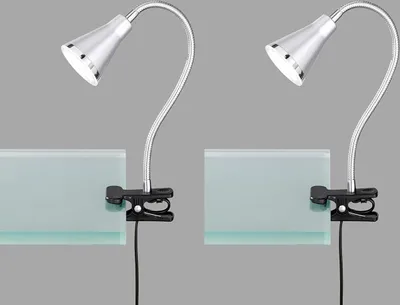 Produktbild von 2er SET LED Klemmlampen flexibel Schwanenhalsleuchten silber Schreibtischlampen