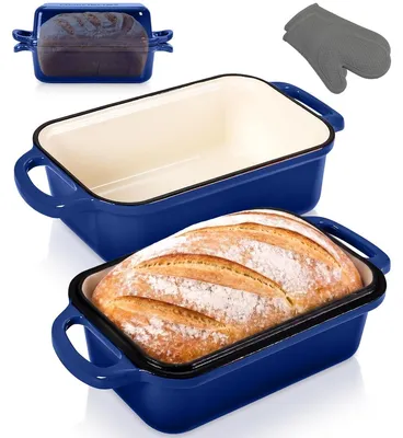 Produktbild von Brotbackform Bräter Dutch Oven - 23 x 13 cm - Gusseisen emailliert - Ofenfest bis 260 °C - Blau