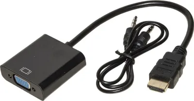 Image de Link Accessori LKADAT10 câble vidéo et adaptateur 0,15 m HDMI + 3.5mm VGA (D-Sub) + 3,5 mm Noir