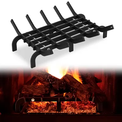 Image de Grille de foyer ISOISL en forme de V, en acier, dimensions 41 x 32,5 x 12 cm, couleur noire, capacité de charge de 50 kg