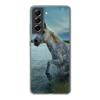 Produktbild von MuchoWow® Handyhülle Schutzhülle Hülle für Samsung Galaxy S21 FE Pferd - Wasser - Tropfen Silikon Softcase Handy Hülle - Mobiltelefonhülle