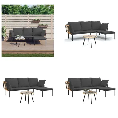 Obrázek produktu pro vidaXL 3 ks zahradní lounge set s polštáři tmavě šedý polyratan - Zahradní lounge set - Zahradní lounge sety - Lounge set - Set zahradního nábytku