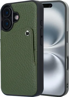 Productafbeelding van Selencia Riva Backcover met Pashouder voor de Apple iPhone 16 - Sage Green