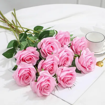 Image de Roses artificielles - 10 pièces de fleurs en soie - Décoration pour la maison et les événements