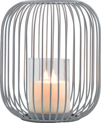 Produktbild von Garten Deko Windlicht Teelichthalter Kerzenhalter Tesour Grau Klein