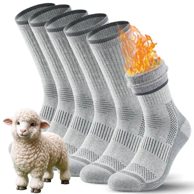Zdjęcie produktu dla Termiczne skarpety męskie i damskie, wełna merino, kolor szary, rozmiar 35-38