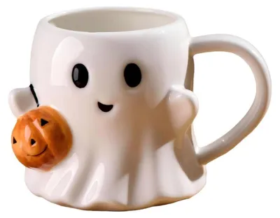 Zdjęcie produktu dla Kubek ceramiczny na Halloween, pojemność 600 ml, wzór dyni, można myć w zmywarce, nadaje się do mikrofalówki