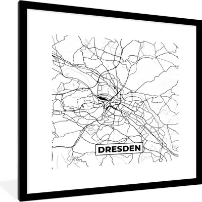 Produktbild von MuchoWow® Gerahmtes Poster Dresden - Stadtplan - Karte 40x40 cm - Poster mit Schwarzem Bilderrahmen Wandposter Rahmen Foto Bilder - Poster - Plakat im Rahmen
