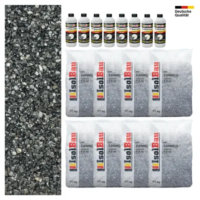 Steinteppich SET Carnico 1-4mm Marmorkies 200 kg + PU-Bindemittel Set für 20m²