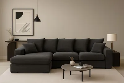 Produktbild von Kaiser Möbel Ecksofa mit schlaffunktion und bettkasten, Sofa L-form, Couch L-form Gabon stoff Zoom Graphit Ottomane Links
