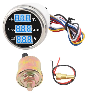 Productafbeelding van 52 mm 3-in-1 Digitale Meter - Watertemperatuur - Oliedruk - Batterijspanning
