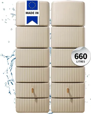 Image de 4rain Réservoir Mural Ensemble SLIM 660 L, beige sable 2x SLIM 330 L, incl. connecteur