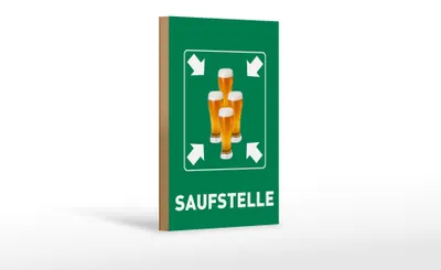 Produktbild von Holzschild Alkohol 12x18 cm Saufstelle Biergläser Bier