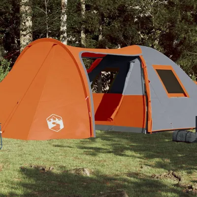 Produktbild von Campingzelt 6 Personen Grau & Orange 466x342x200 cm 185T Taft 94355