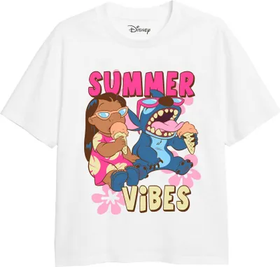 Produktbild von Lilo & Stitch - "Summer Vibes" T-Shirt für Mädchen TV2609 (128) (Weiß/Pink)
