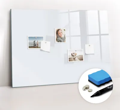 Produktbild von Magnetpinnwand Memoboard - Zubehörsatz - Schwarzer Marker + Schwamm + Magnete - 100 x 70 cm - Farbe dunkelweiß