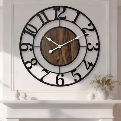 Wandklok 50 cm Metall, Vintage Design, Leise, für Wohnzimmer & Küche