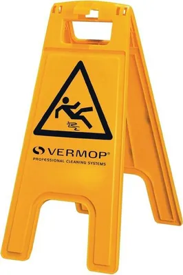 Produktbild von Vermop Warnschild gelb Kunststoff beidseitig Achtung Rutschgefahr - 705