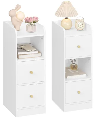 Immagine prodotto di Set di 2 comodini stretti con 2 cassetti, colore bianco