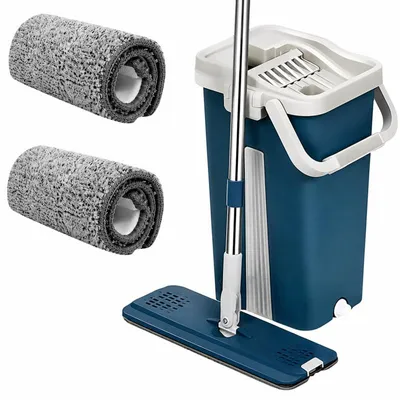 Produktbild von Verk 27509: Zweikammer-Mopp, 2 Mikrofasertücher, blau
