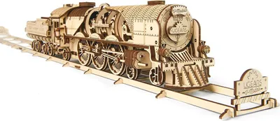 Produktbild von UGEARS 3D-Puzzle V-Express Lokomotive mit Wagen 538 Teile