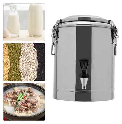 Image de Réchauffeur d'aliments en acier inoxydable, seau isolé de 20L, réchauffeur avec couvercle, fût isolant en acier inoxydable