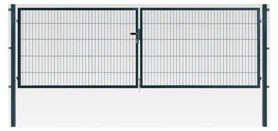 Produktbild von Doppeltor | extra breit, B400 x H100 cm | Anthrazit RAL 7016 | Doppelflügeltor mit Torpfosten & Schließzylinder | verzinkt & pulverbeschichtet | UV- und witterungsbeständig