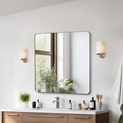 Produktbild von Rechteckiger Wandspiegel VEVRO - Schminkspiegel 915x915x25mm - Badezimmerspiegel aus hochwertigem Material - Stilvolles Design für Ihr Badezimmer