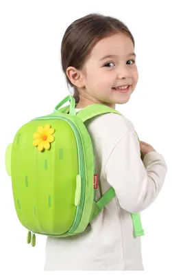 Produktbild von Kinderrucksack - für 3-6 Jahre - Grün Kaktus - Leichter Kindergartenrucksack - Wasserdicht - mit Sicherheitsleine