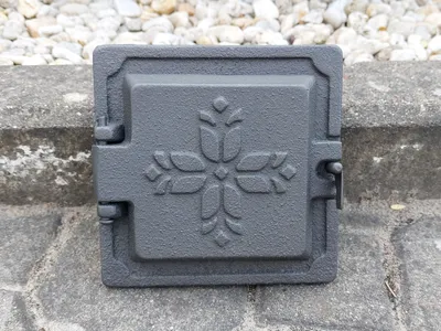 Obrázek produktu pro Kontrolní dvířka Litinová dvířka trouby Dvířka trouby Popelová dvířka 145x145mm Antracitová barva