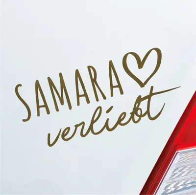 Produktbild von Auto Aufkleber Samara verliebt Herz Stadt Heimat Liebe Car 19x9 cm Gold Sticker Heckscheibenaufkleber