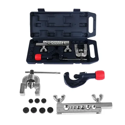 Produktbild von Bremsleitung Bördelgerät Set mit Rohrschneider 3–35 mm, professionell für Stahl/Kupfer/Aluminium, Doppelbördel-Kit für Kfz Bremsleitungen