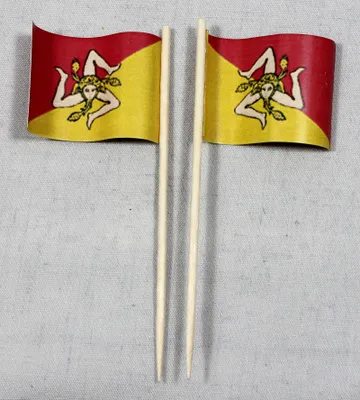 Produktbild von Party-Picker Flagge Sizilien Italien Papierfähnchen in Spitzenqualität 25 Stück Beutel