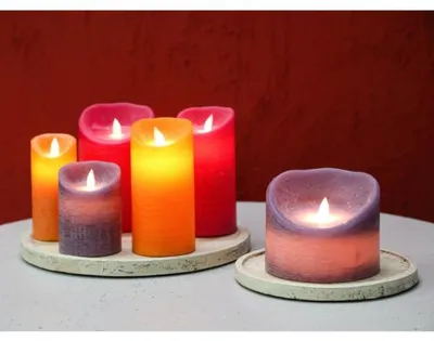 Image de Ptmd Led Bougie Pilier À Piles Xs Gris 5,5 X 12,5 Cm