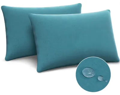 Productafbeelding van Waterdichte kussenslopen, set van 2, 40x60 cm, blauw, ademend, geschikt voor mensen met allergieën
